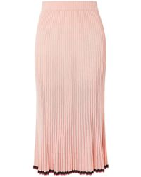 Zimmermann - Pleated Ribbed Knit Midi Skirt - Lyst