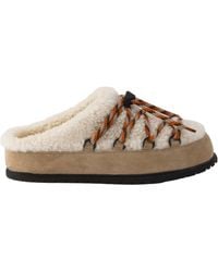 Prada - Suede And Shearling Mules - Lyst