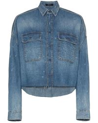 R13 - Distressed Cropped Denim Shirt - Lyst