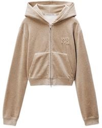 Alexander Wang - T By Embellished Hotfix Velour Shrunken Hoodie - Lyst