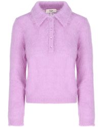 Chloé - Chloé Collared Long-Sleeve Knitted Polo Top - Lyst
