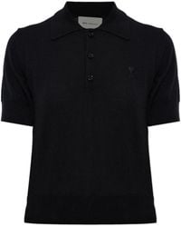Ami Paris - Ami Ami De Coeur Short-Sleeved Knitted Polo Shirt - Lyst