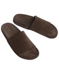 The Row - Hugh Leather Flat Slides - Lyst