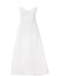 Zimmermann Tama Corset Midi Dress in Natural | Lyst