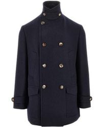 Brunello Cucinelli - Double-Breasted Long-Sleeved Coat - Lyst