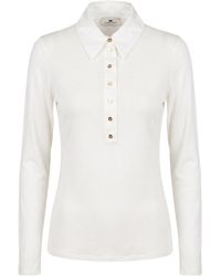 Elisabetta Franchi - Long-Sleeved Knitted Polo Shirt - Lyst