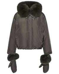 Yves Salomon - Short Technical Fabric Down Jacket With A Detachable Fox Fur Collar - Lyst