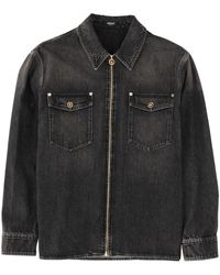 Versace - Zip-Up Denim Jacket - Lyst