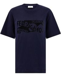 Ferragamo - Ferragamo Velvet Finish Logo Crewneck T-Shirt - Lyst