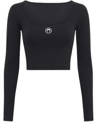 Marine Serre - Moon Embroidered Cropped Top - Lyst