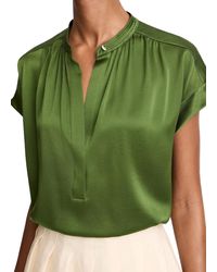 Vince - Silk Gathered Cap-Sleeve Blouse - Lyst