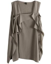 Y's Yohji Yamamoto - Ruffled Square-Neck Top - Lyst