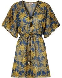 Eres - Peninsule Embellished Printed Cotton-Voile Mini Dress - Lyst