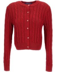 Ralph Lauren - Cable Knit Cropped Cardigan - Lyst