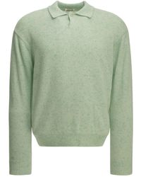AURALEE - Long-Sleeve Knitted Polo Shirt - Lyst