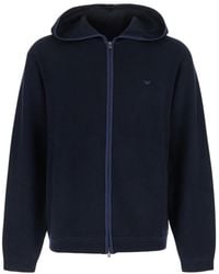 Emporio Armani - Zip-Up Knitted Hoodie - Lyst