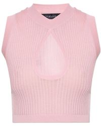 Versace - Cut-Out Ribbed Crop Top - Lyst