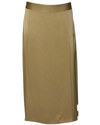 Aspesi - Pleated Long Satin Skirt - Lyst