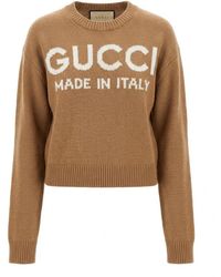 Gucci - Logo Intarsia Crewneck Knit Sweater - Lyst