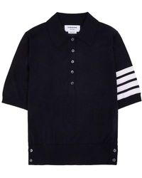 Thom Browne - 4-Bar Button Detailed Short-Sleeved Polo Shirt - Lyst