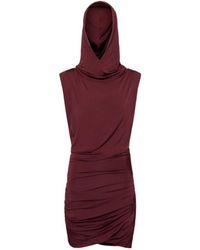 Magda Butrym - Draped Viscose Mini Dress W/ Hood - Lyst