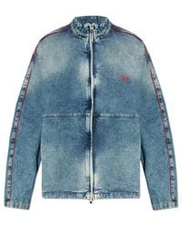DIESEL - Logo Embroidered Denim Jacket - Lyst