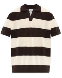 Lacoste - Short Sleeved Striped Polo Collar Sweater - Lyst