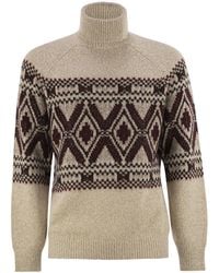 Brunello Cucinelli - Geometric Jacquard Turtleneck Sweater - Lyst
