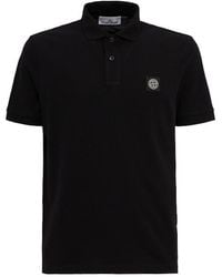 Stone Island - Logo Patch Cotton Polo Shirt - Lyst