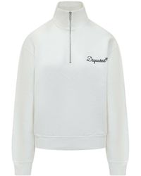 DSquared² - Logo Embroidered Half-Zip Sweatshirt - Lyst