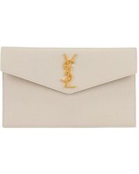 Saint Laurent - Uptown Logo Plaque Clutch Bag - Lyst