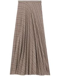 Saint Laurent - Checked Pleated Maxi Skirt - Lyst