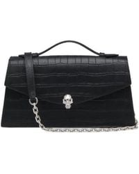 McQueen - Skull Crocodile-Effect Shoulder Bag - Lyst