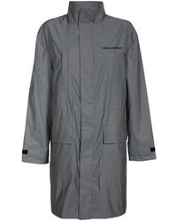 KARL LAGERFELD - Logo Printed Long-Sleeved Coat - Lyst
