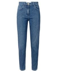 Elisabetta Franchi - Cotton Denim Trousers With Rhinestones - Lyst