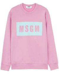 MSGM - Logo Printed Hoodie - Lyst