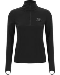 Courreges - Courrèges Zipped Second Skin Mockneck Top - Lyst