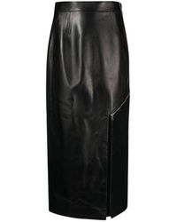 McQueen - Belted Side-Slit Midi Skirt - Lyst