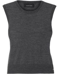 Anine Bing - Moni Crop Wool Blend Knit Crew Neck Vest - Lyst