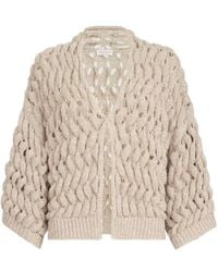 Brunello Cucinelli - Silk-Linen-Blend Dazzling Waves Cardigan - Lyst