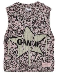 Ganni - Logo Intarsia Handknitted Vest - Lyst