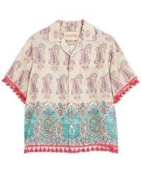 Valentino - Lightweight Linen Bowling Shirt With Voyage Imaginaire Print - Lyst