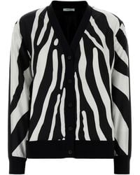 Ferragamo - Ferragamo Zebra-Printed Buttoned Cardigan - Lyst