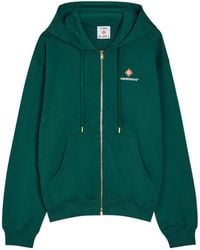 CASABLANCA - Hooded Zip-Through Cotton Sweatshirt - Lyst