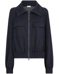 Brunello Cucinelli - Cotton And Silk Interlock Cardigan With Shiny Zipper Pull - Lyst