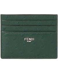 Fendi - Dark Ostrich Leather Card Holder - Lyst