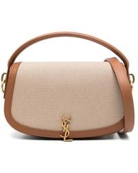 Saint Laurent - Logo Plaque Foldover Top Tote Bag - Lyst