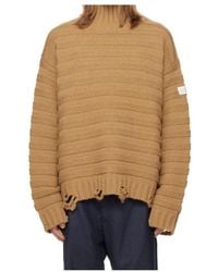 MM6 by Maison Margiela - High-Neck Drop-Shoulder Distressed Jumper - Lyst