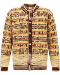 Bode - Marzipan Jacquard Cardigan - Lyst