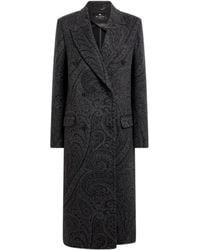 Etro - Double-Breasted Wool Jacquard Coat With Paisley Motif - Lyst